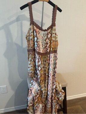 Wrangler Retro Snake Print Maxi Dress Western Boho Statement Women’s Large